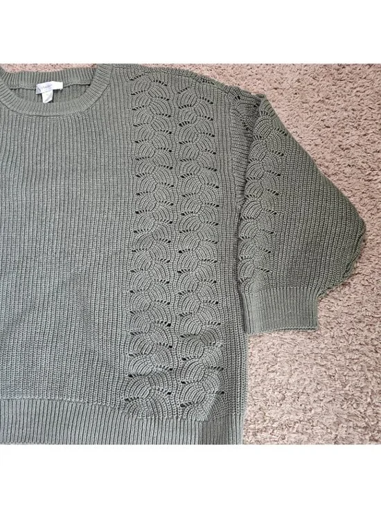 CJ Banks Sweater Womens 3XL Sage Green Textured Knit Pullover Cotton Blend - Picture 4 of 10